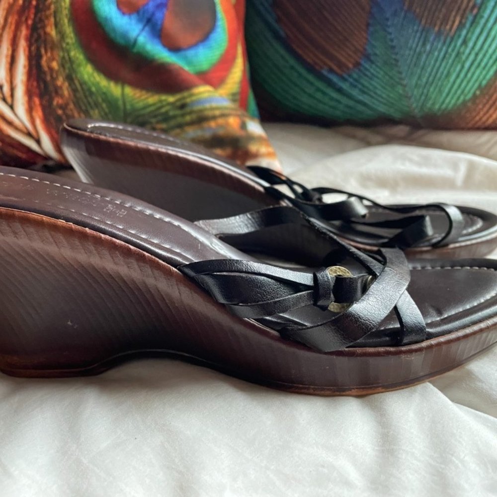 Nine West Leather Strappy Summer Wedge Sandals